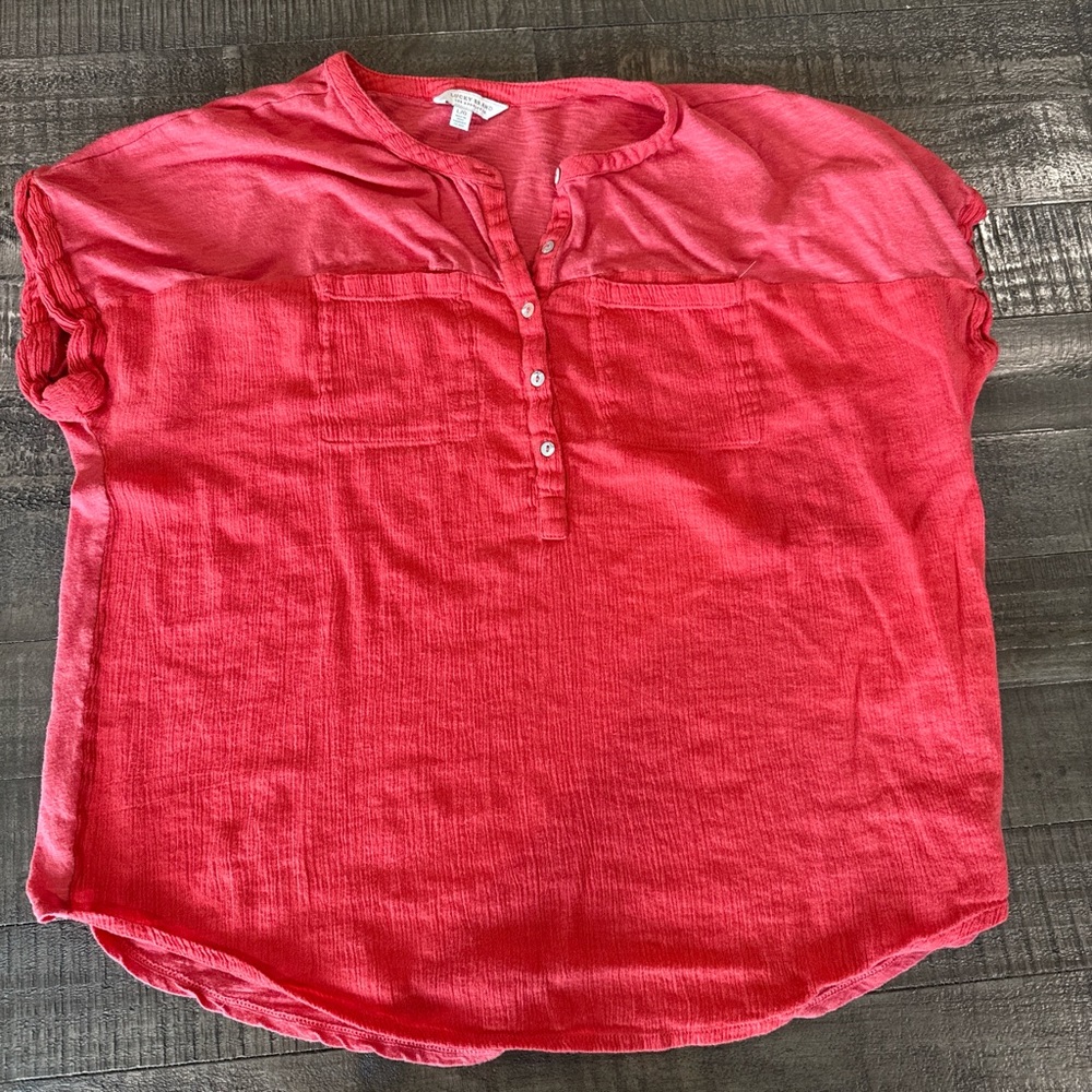 Lucky Brand Red Short Sleeve Blouse